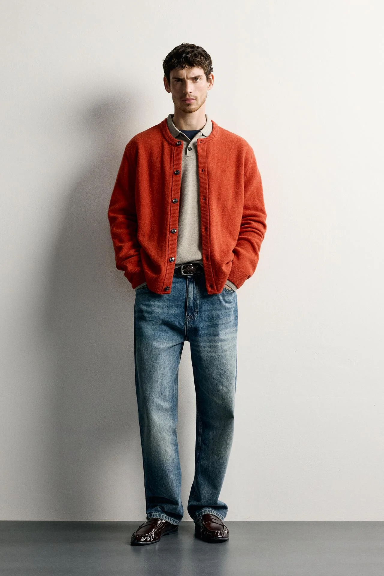 Кардиган Zara из смеси шерсти, оранжевый — фото 3