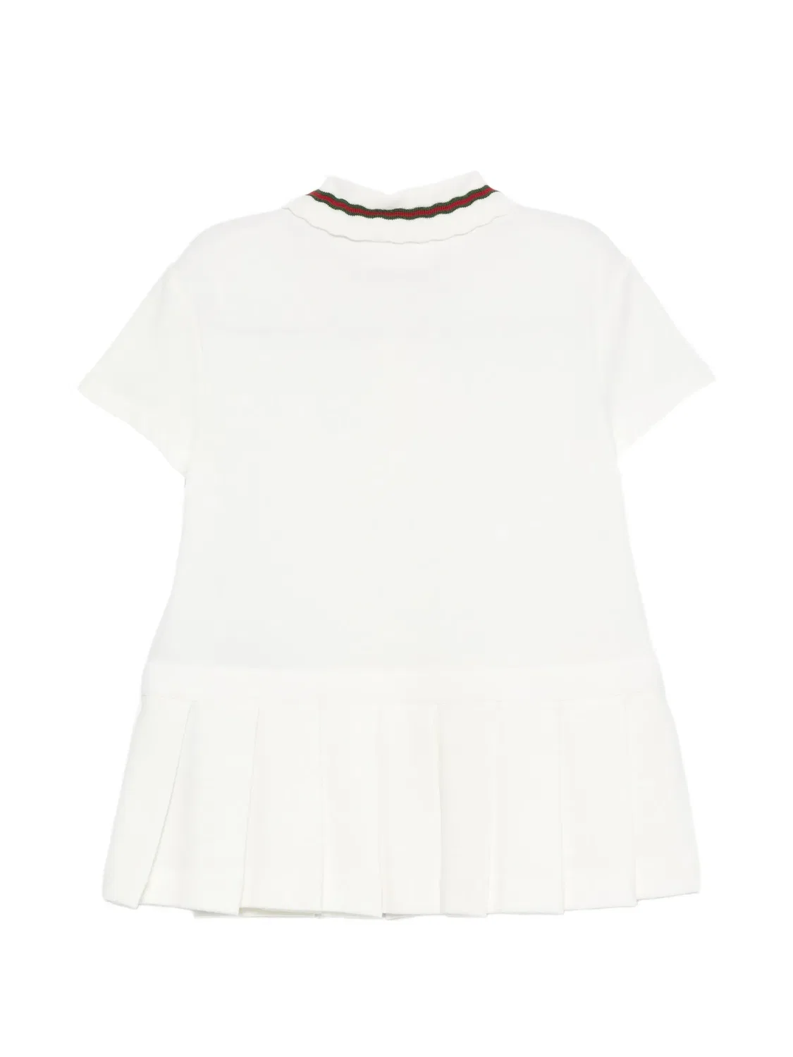 Плиссированное платье с отделкой Web Gucci Kids, белый — фото 2