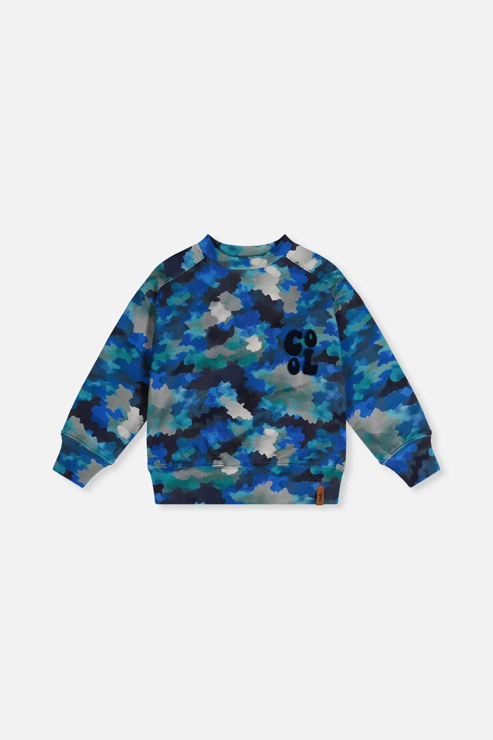 Детский свитшот с принтом камуфляж Fleece Sweatshirt Blue and Grey Camouflage Deux par Deux, Blue and Grey Camouflage