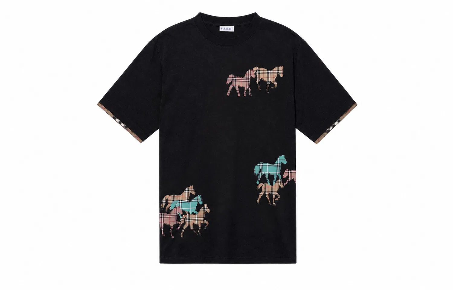Мужская футболка с круглым вырезом и принтом Taming The Wind Horse Burberry, Taming The Wind Horse Black