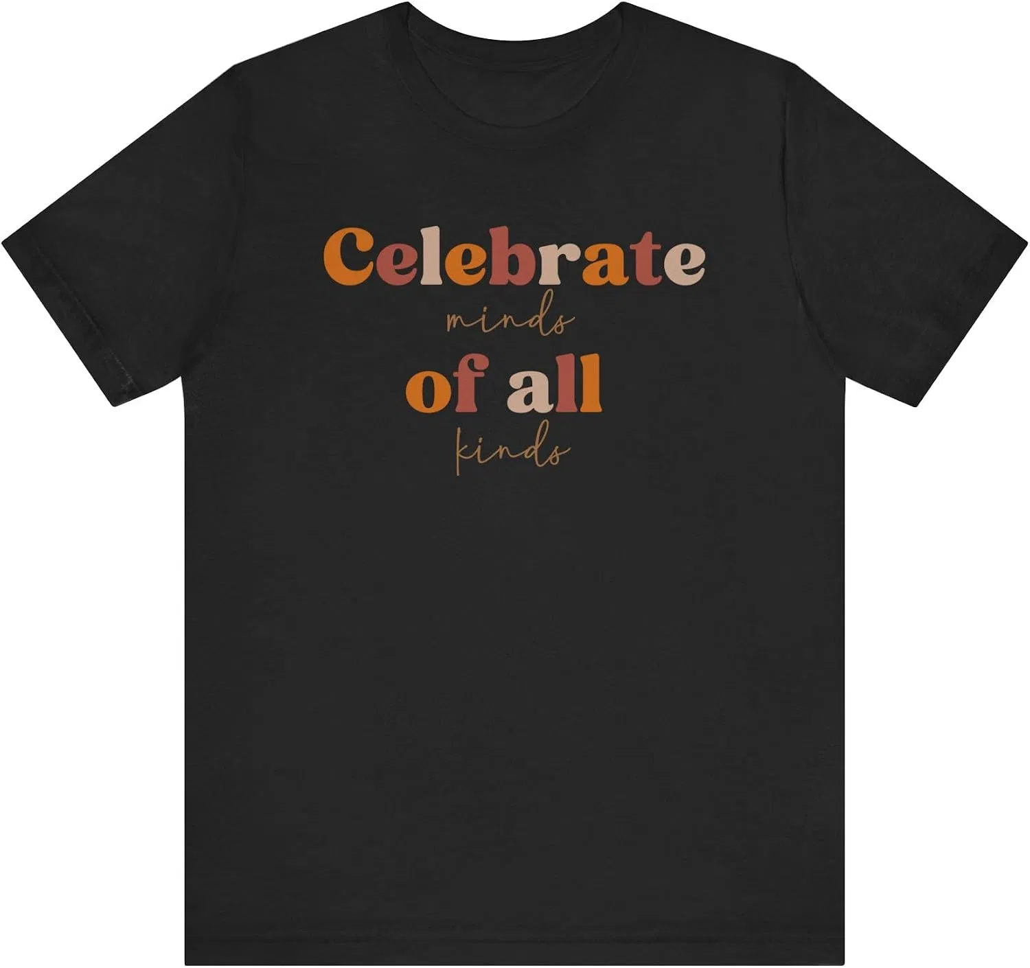 Унисекс футболка с принтом Celebrate Minds of All Kinds Bella Canvas 3001, Black