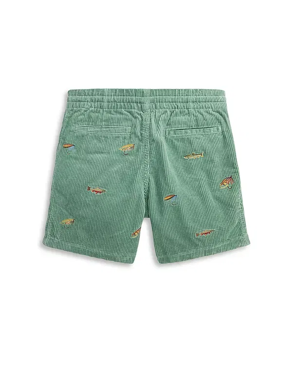 Детские шорты для мальчиков с принтом Polo Prepster Embroidered Corduroy Shorts Ralph Lauren, Faded Mint — фото 2