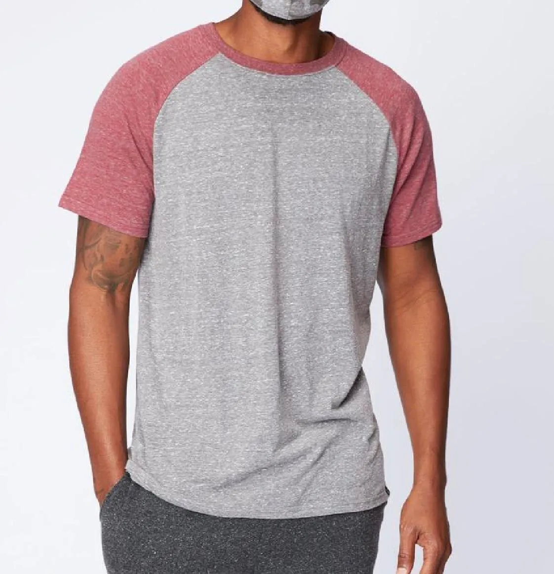 

Футболка с цветными блоками Heather Threads 4 Thought, Heather Grey/Heather Lava