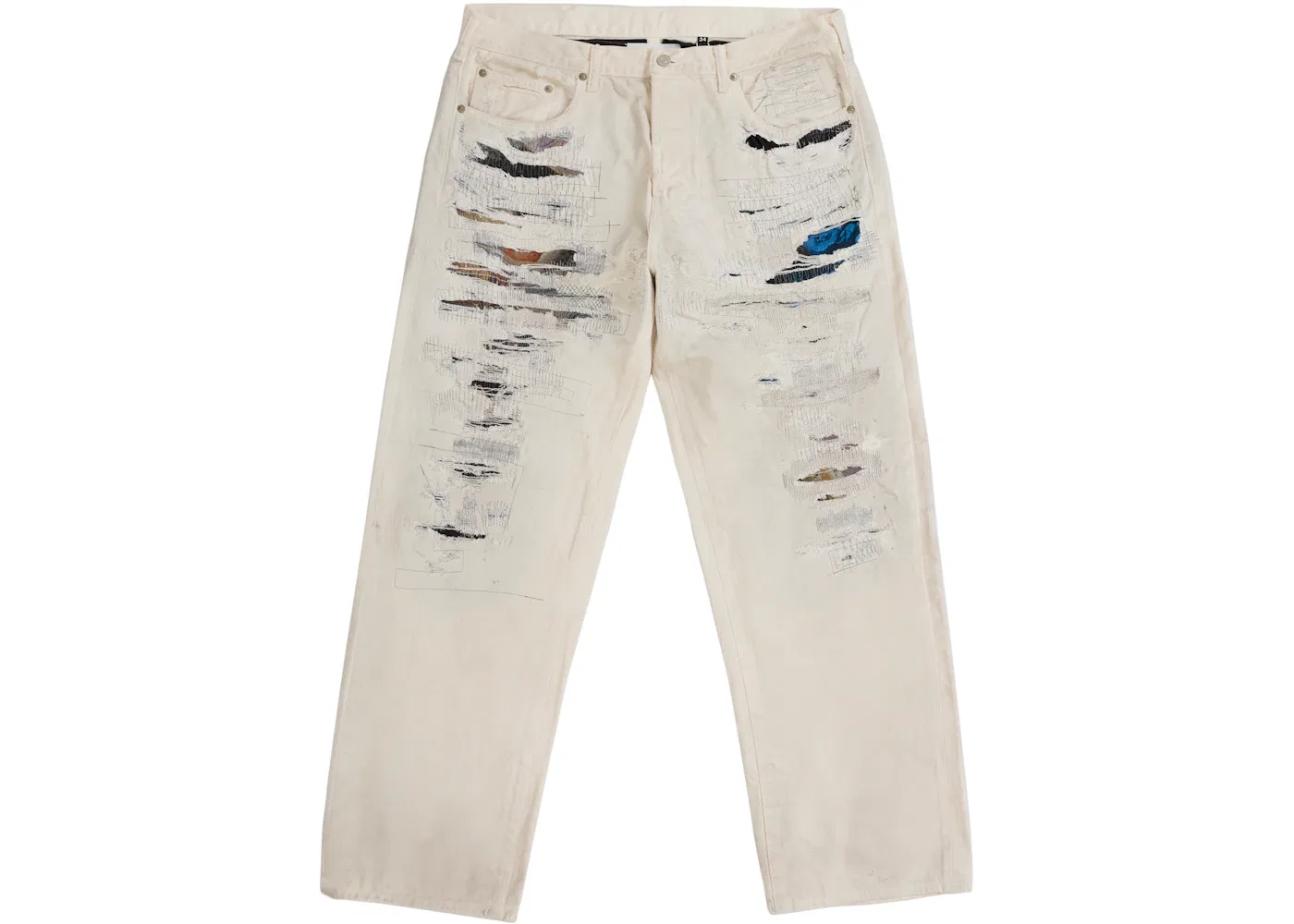 Мужские джинсы свободного кроя с потертостями Jean Supreme, White