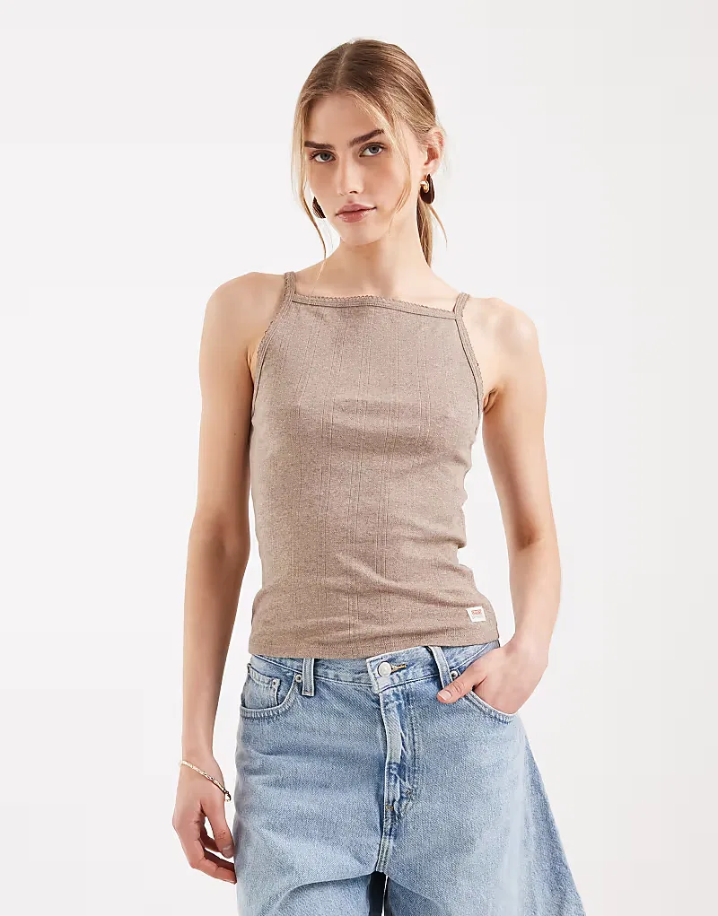 Топ-майка с ажурной отделкой от Levi's Dry Goods, Taupe