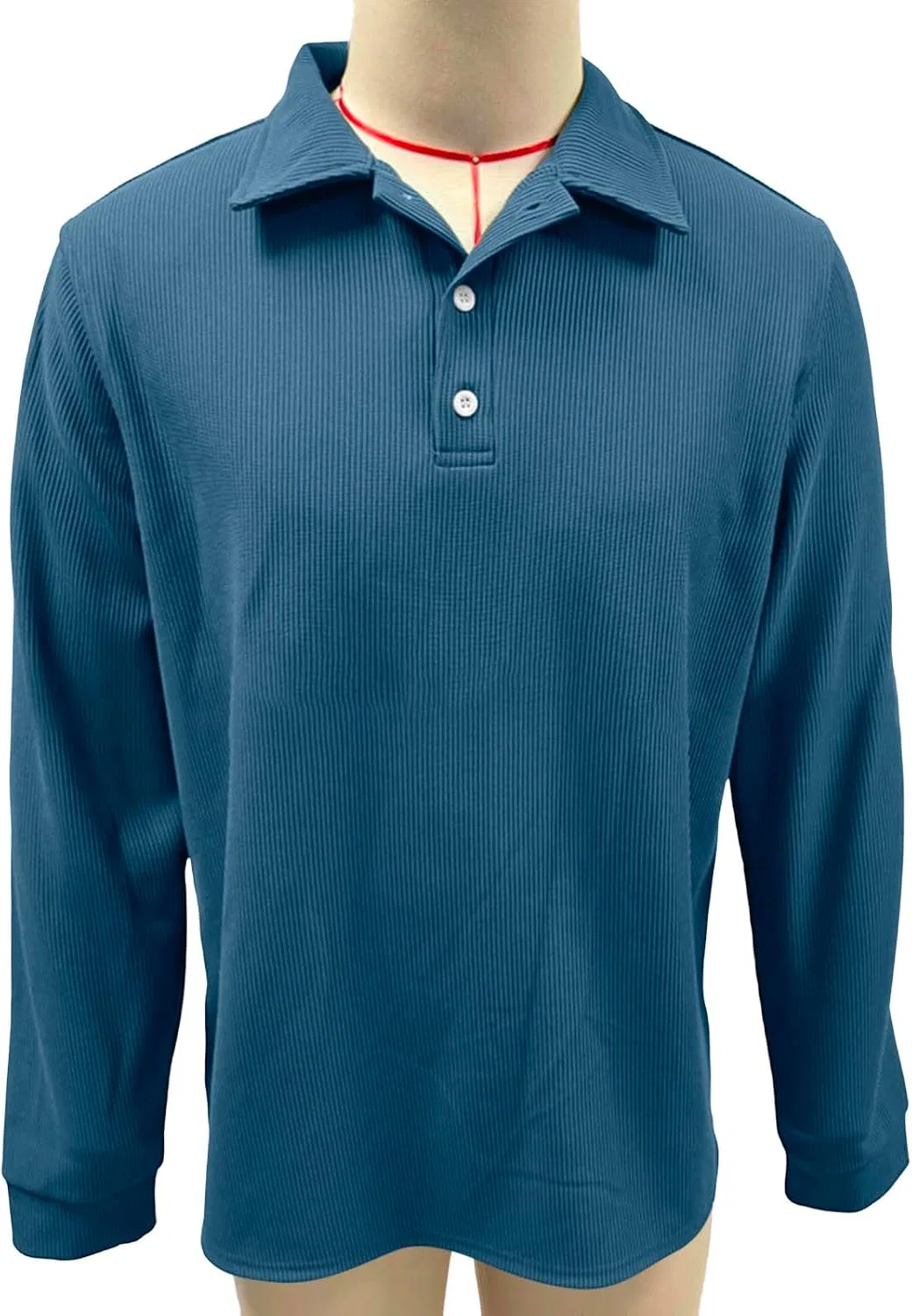 Мужская рубашка-поло с длинным рукавом, из вельвета, модель Casual Corduroy Button Up Golf Pullover — фото 2