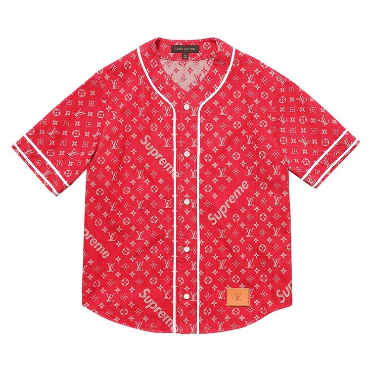 

Джерси Louis Vuitton x Supreme Jacquard Denim Baseball Jersey Red, красный