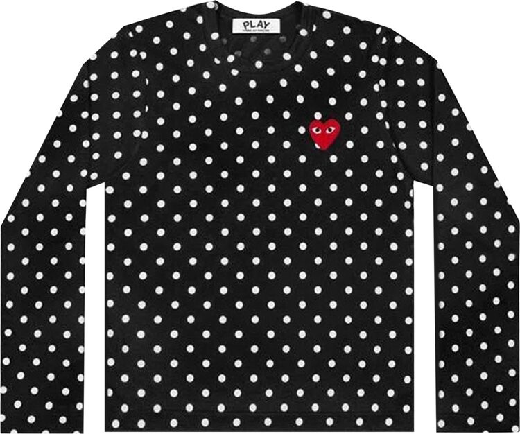 

Футболка Comme des Garçons PLAY Polka Dot Long Sleeve T-Shirt 'Black', черный