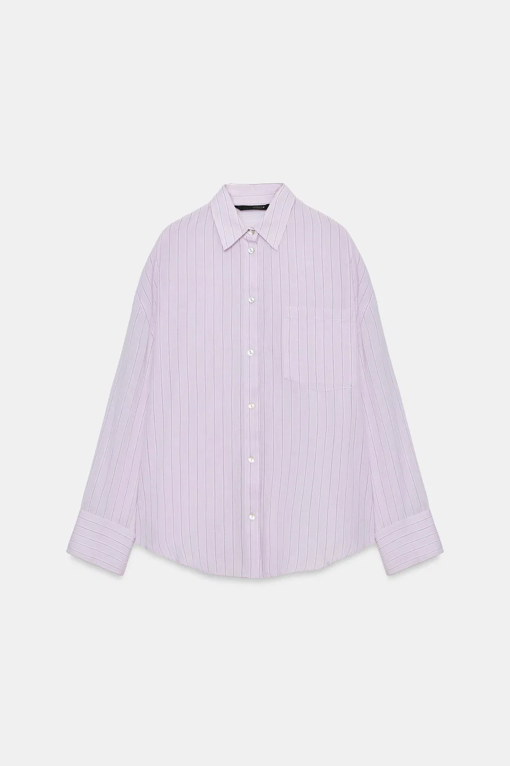 Рубашка из марли оверсайз с карманом ZARA, Lilac — фото 4