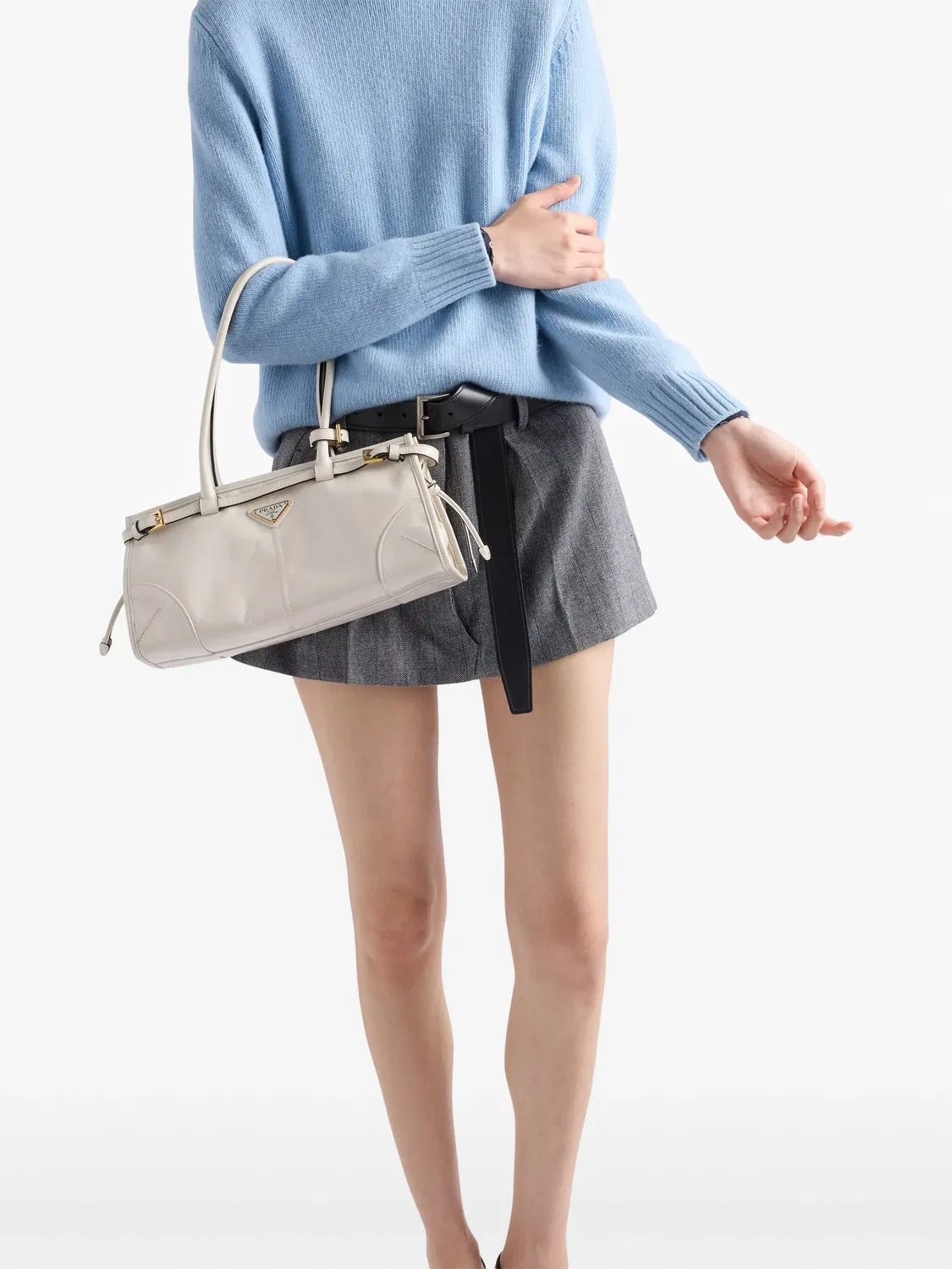 Свитер Crew-Neck из шерсти и кашемира Prada, голубой — фото 3