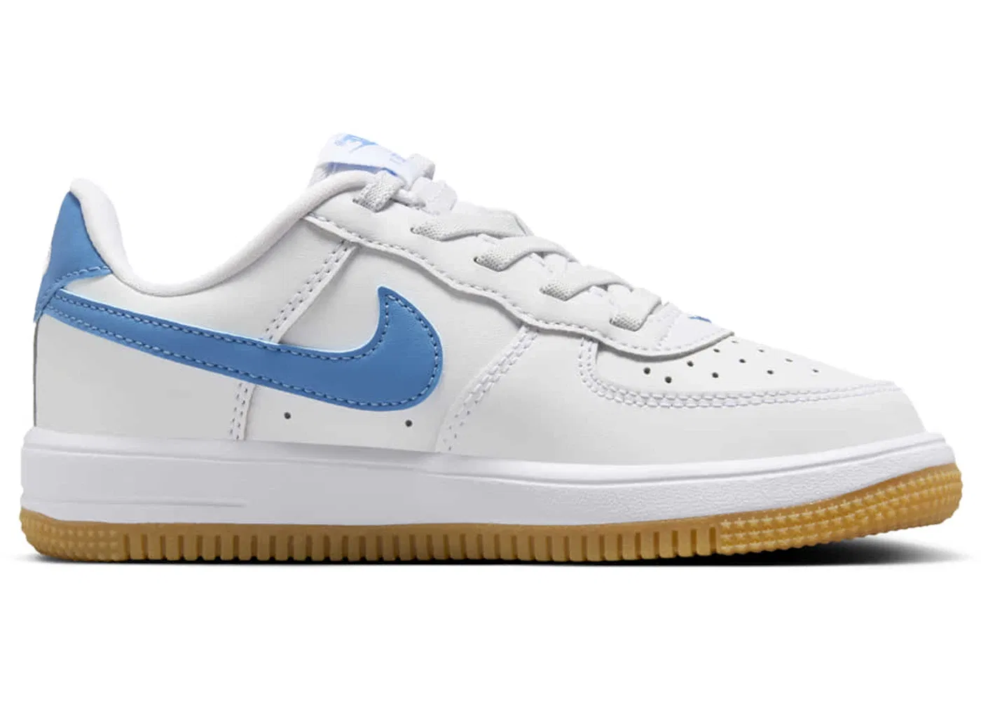 Детские кроссовки для мальчиков с липучками Nike Air Force 1 Low EasyOn, White Gum Light Brown Blue Beyond