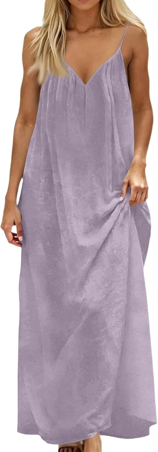 Женское платье с открытой спиной V-образным вырезом Casual Summer, Purple — фото 2