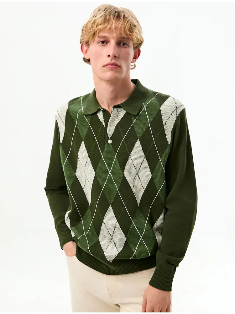 Свитер с аргайловым узором, длинный рукав TOMMY HILFIGER, Olive