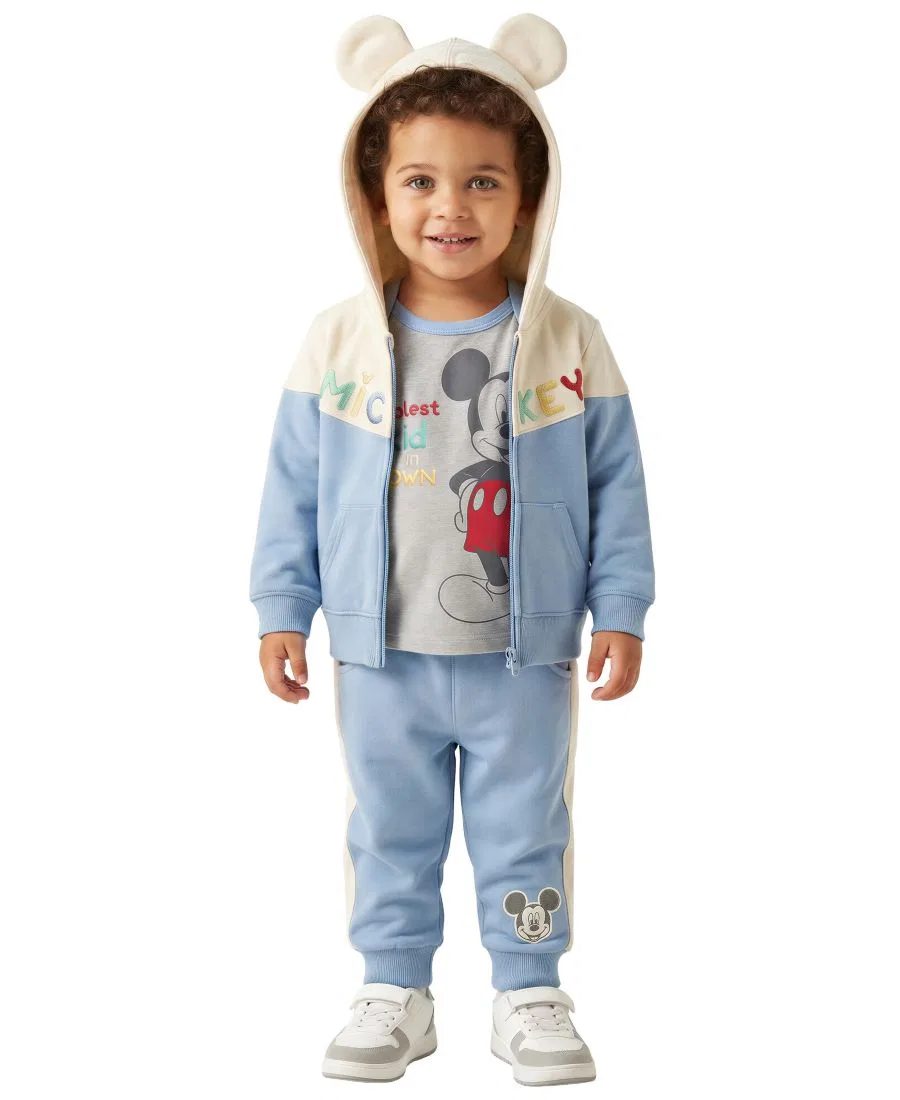 Комплект из 4 предметов с Микки Маусом, худи, 2 футболки и брюки Disney, Blue/Gray/Beige