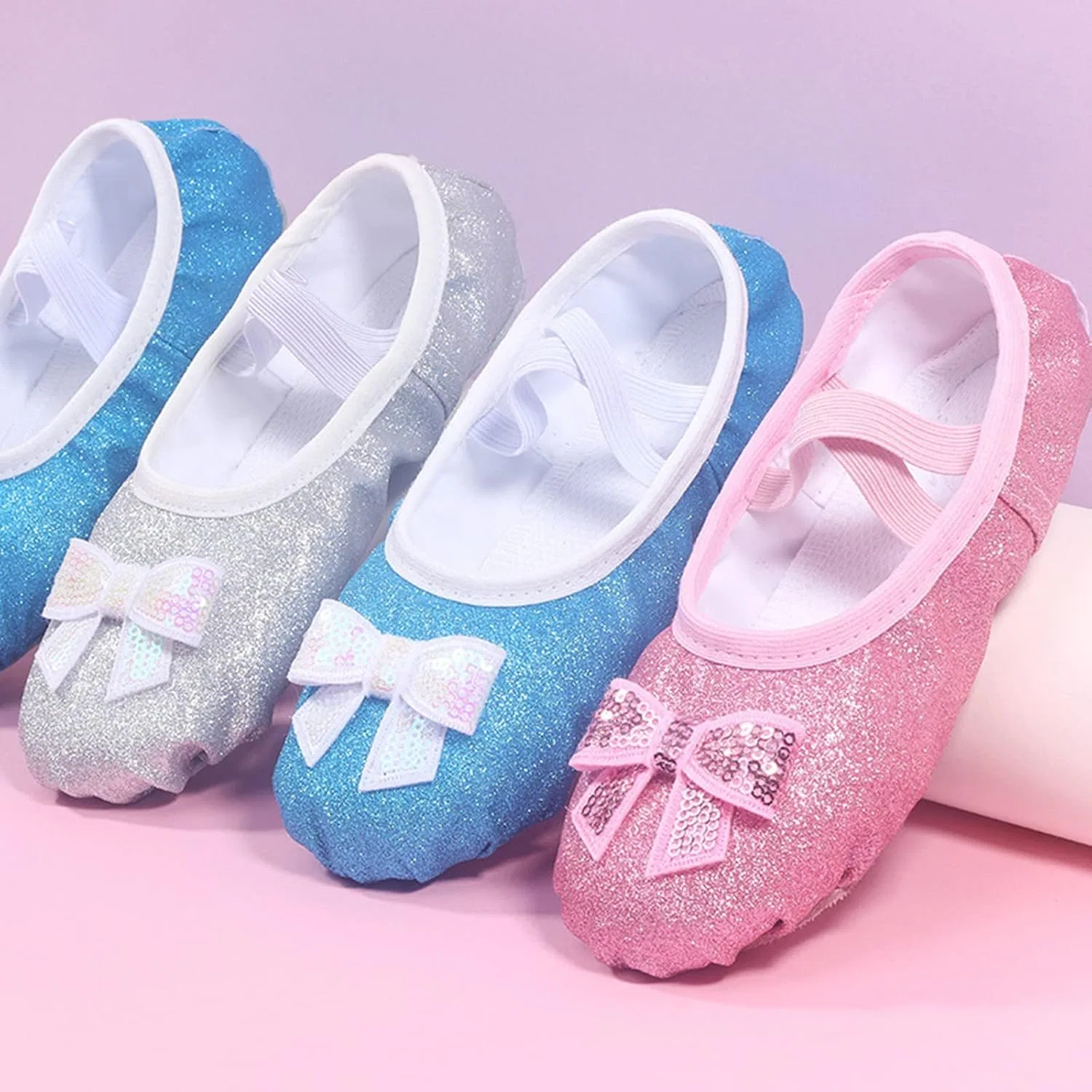 Детские балетки для девочек с блестками Pin𝐤 Ballet Flat, Silver — фото 4