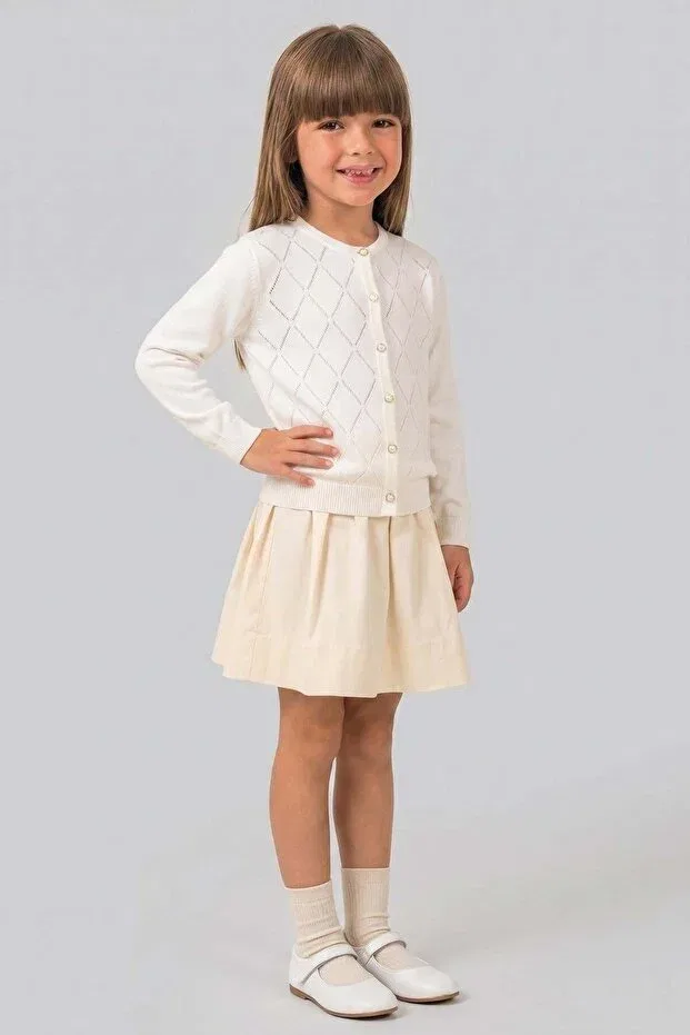 Детский вязаное кардиган с ромбовидным узором Trend Baby Kids, White — фото 4