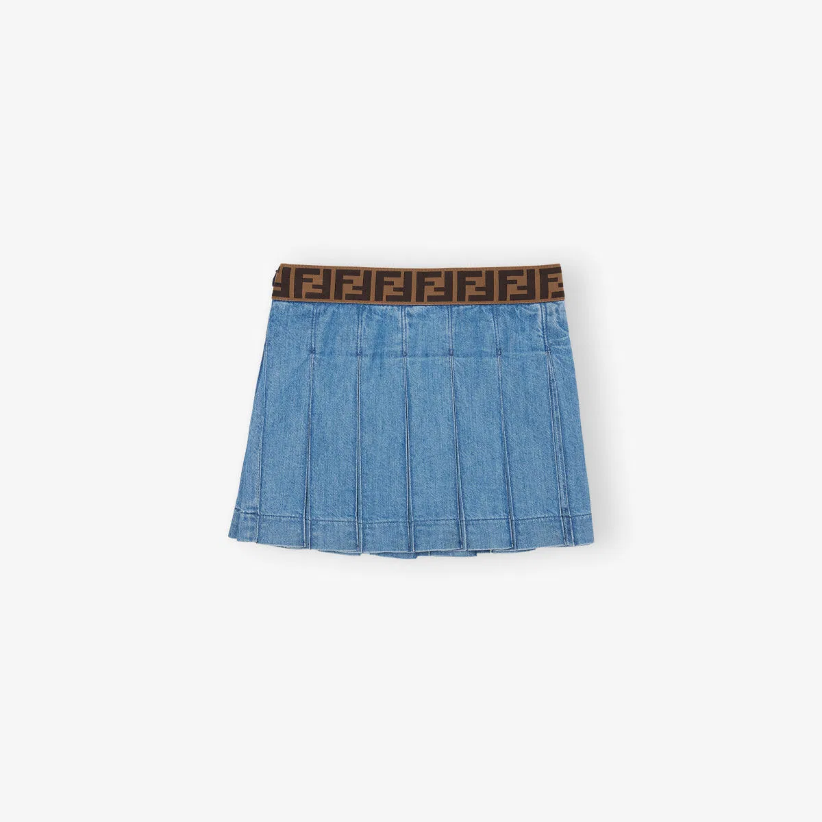 Плиссированная джинсовая юбка с монограммой, 4-6 лет Fendi, синий — фото 3