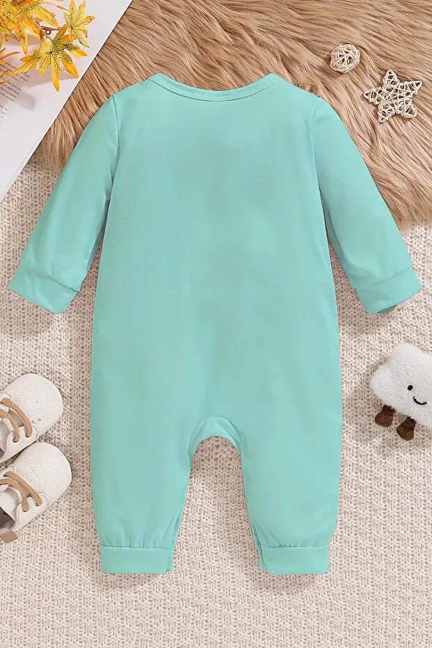 Детский комбинезон для девочек с принтом Mother'S strong man patterned baby jumpsuit Adabebek, Mint — фото 2