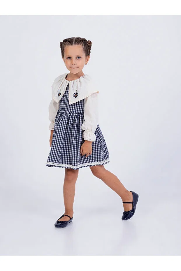 Детское платье для девочек с длинным рукавом Filizdens Kids, Navy Blue — фото 3