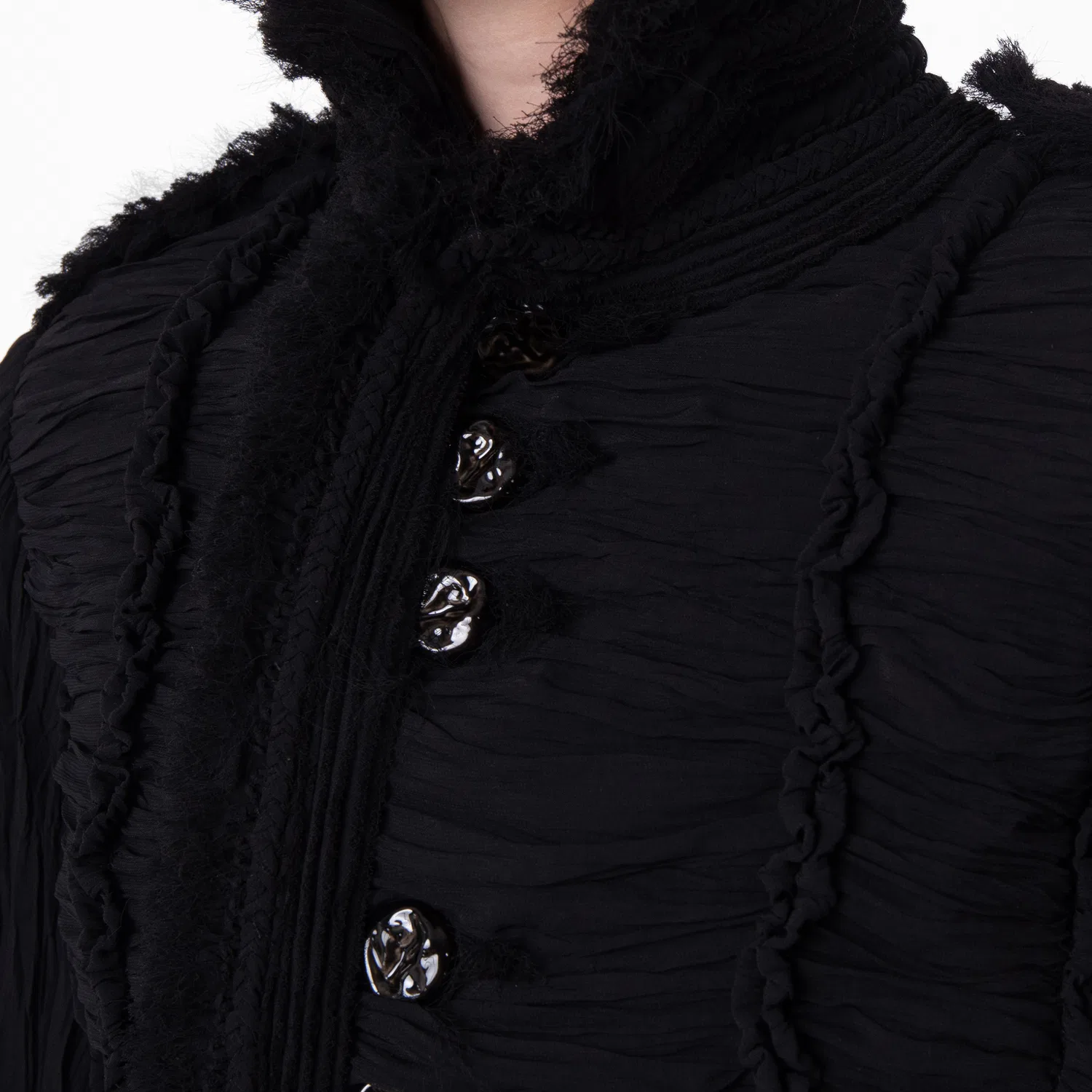 Жакет из плиссированного шелка Pleated Silk Tailored Jacket Burberry, Black — фото 4