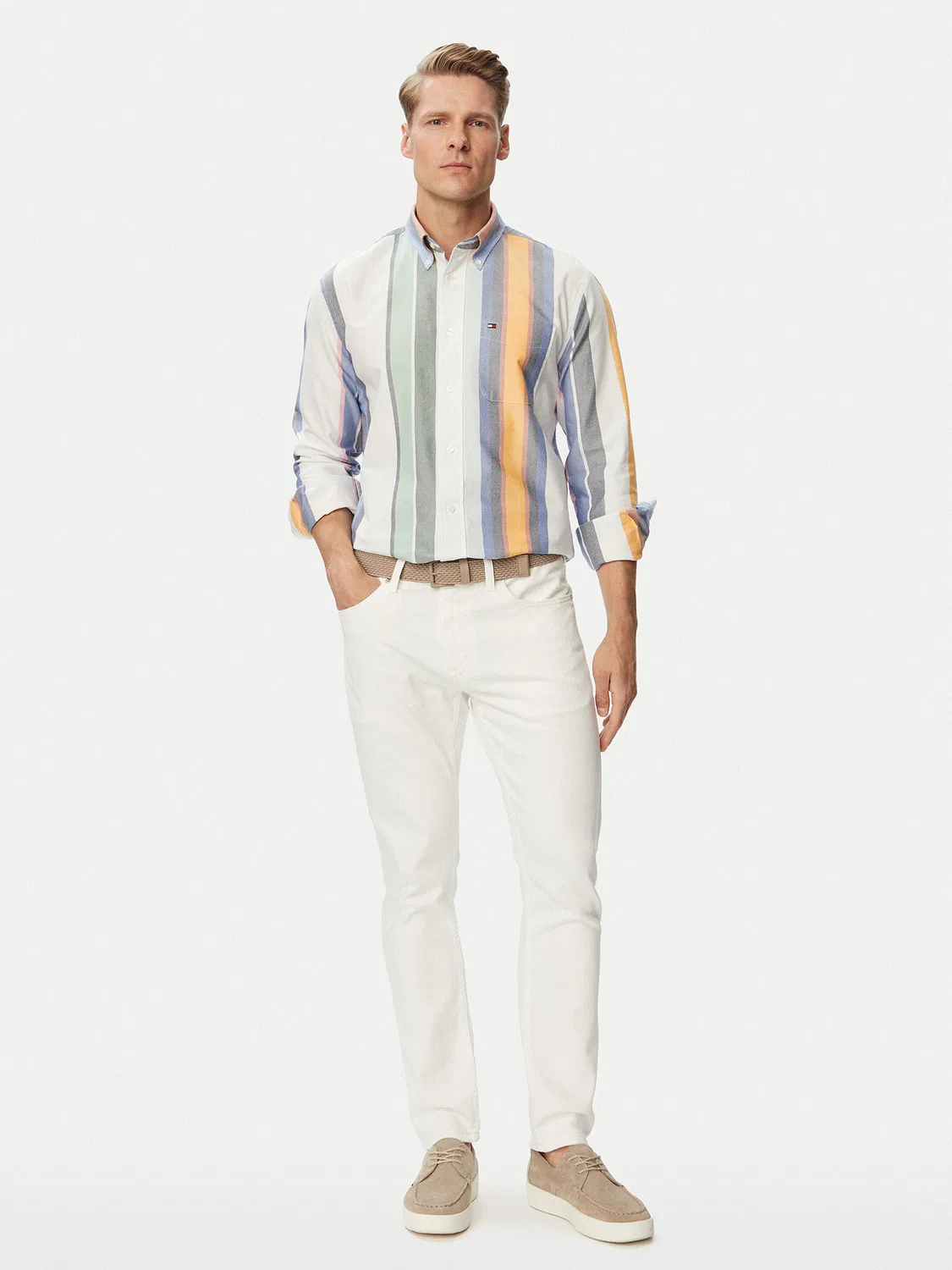 Мужская рубашка стандартного кроя Heritage Oxford Tommy Hilfiger, белый — фото 2