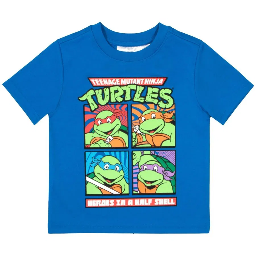 Комплект из футболки, шорт и джоггеров с принтом Teenage Mutant Ninja Turtles, Blue/Gray/Black — фото 3