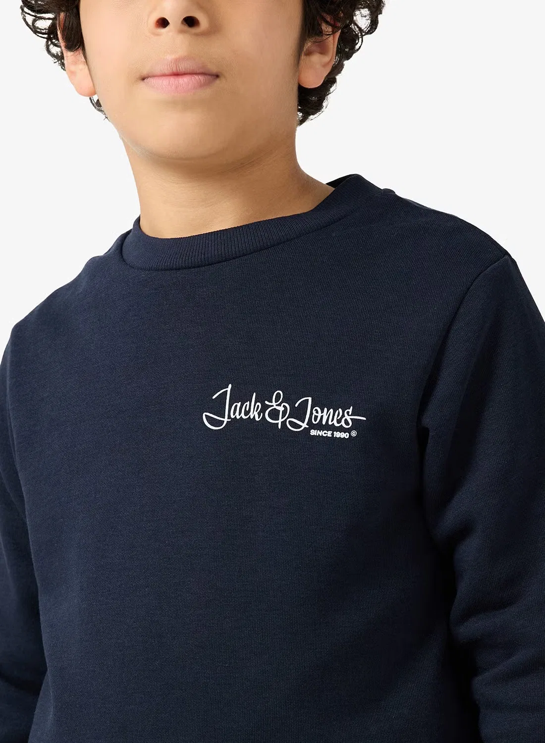 Свитшот с круглым выворотом Jjyuki Jack & Jones Junior, небесно-голубой — фото 3