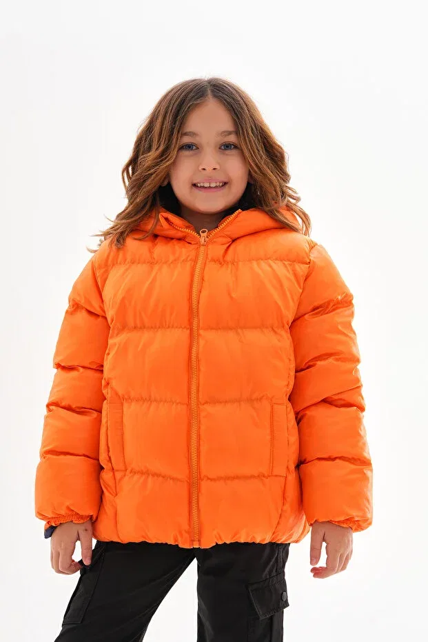 Детское зимнее пальто для девочек с водоотталкивающей пропиткой Petite Roba Kids, Orange — фото 2