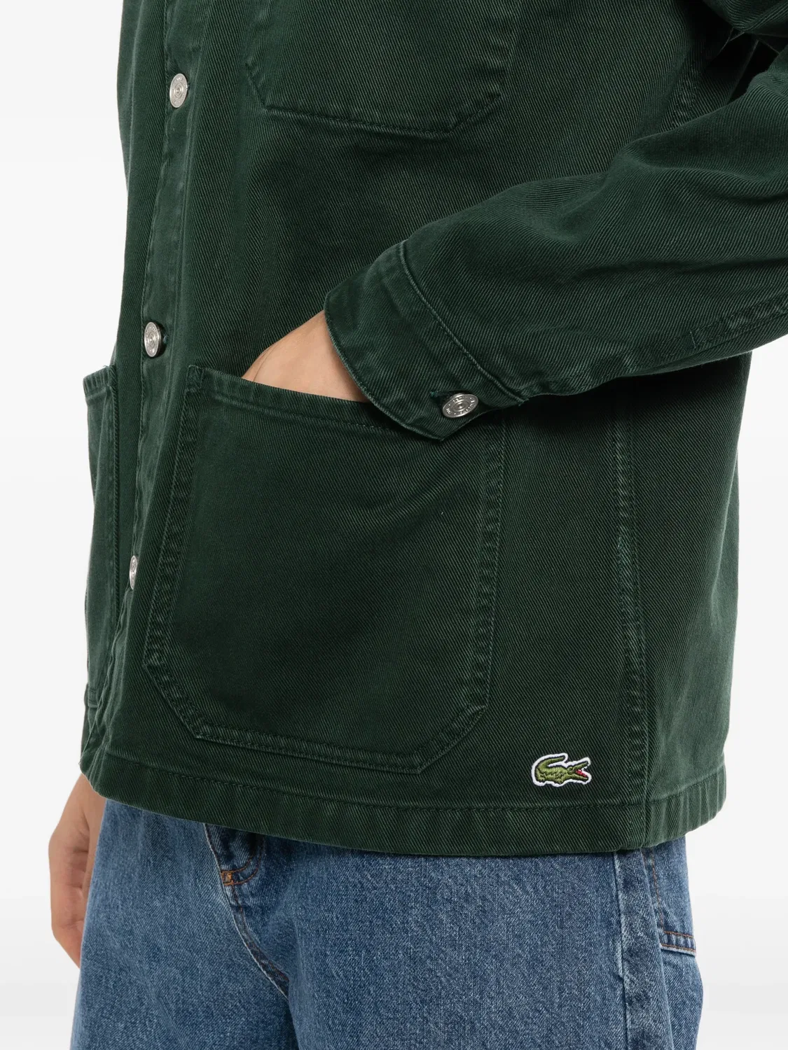Джинсовая рубашка-куртка зеленая Lacoste, зеленый — фото 2