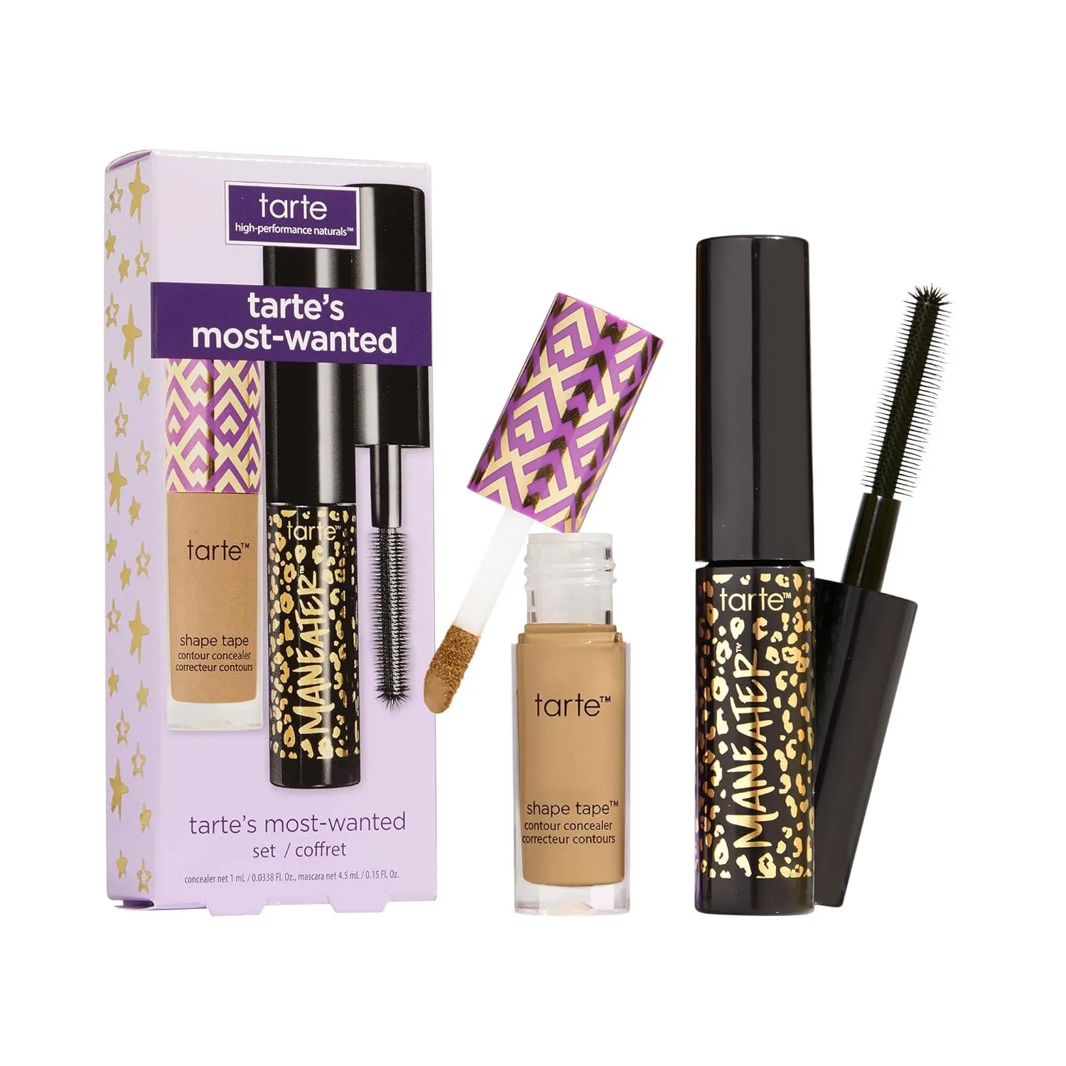 tarte most-wanted shape tape дуэт консилера и туши - консилер полного покрытия для темных кругов и морщин с тушью для завивки, объема и длины, стойкий, cruelty free, 42S tan sand