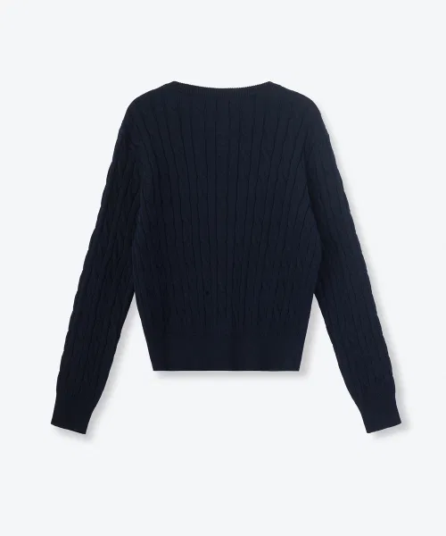 Детский хлопковый кардиган с круглым вырезом MKDWCZX64-NA MUSINSA STANDARD KIDS, Navy — фото 3