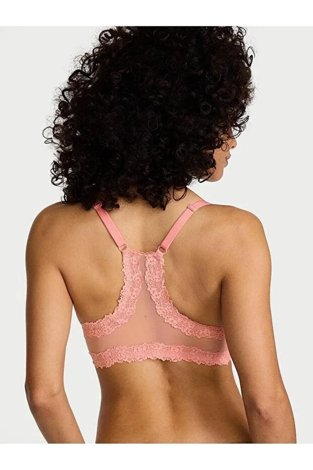 Женский бюстгальтер с кружевом Lightly Padded Supportive Lace Gathering Bra Victoria'S Secret, Cloud Pink — фото 2