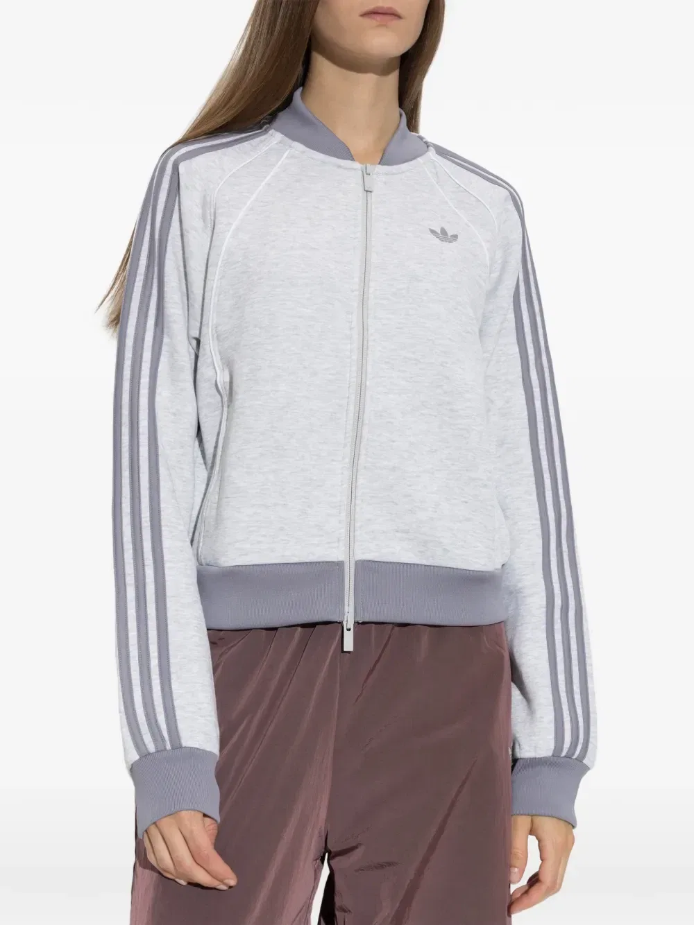 Джемпер с вышитым логотипом и полосками Adidas, серый — фото 3