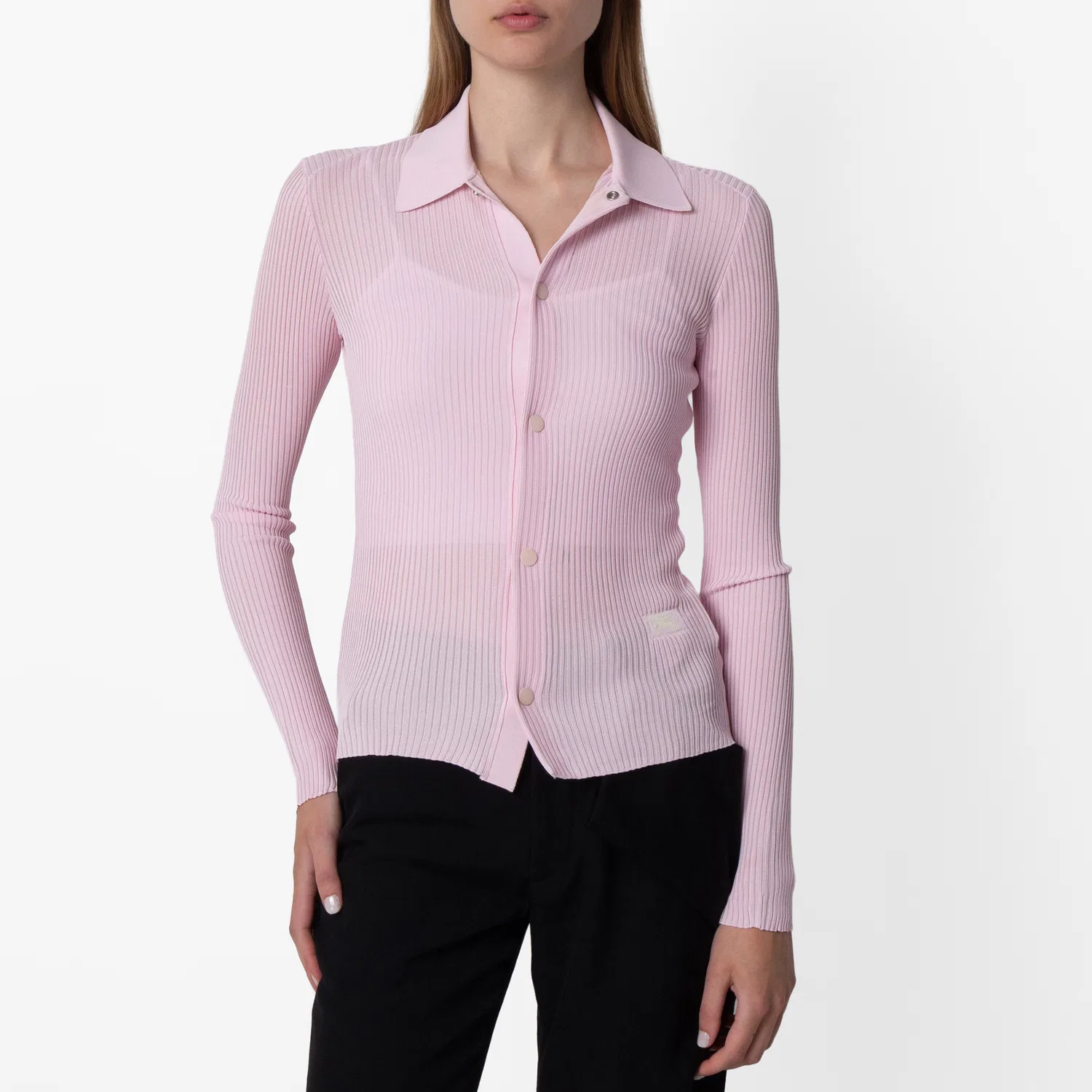 Женская рубашка с длинным рукавом Rib Knit Long-Sleeved Shirt Burberry, Cameo