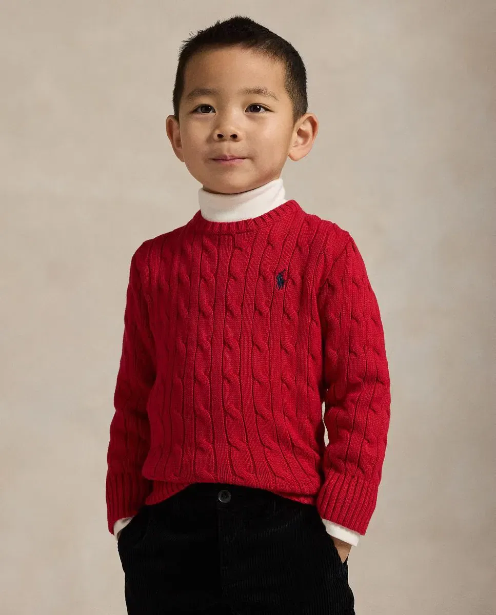 Детский джемпер для девочек хлопковый Polo Ralph Lauren, Красный — фото 2