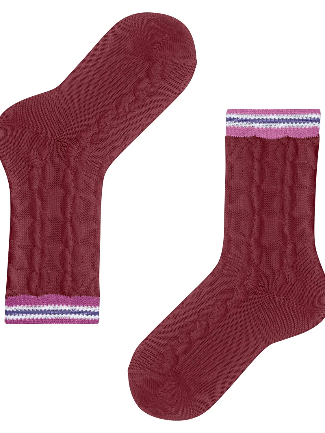 Носки Falke Preppy Cable рубиново-красного цвета — фото 3