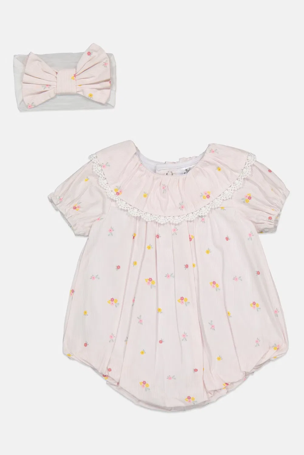 Боди-комбинезон с цветочным принтом, комплект с повязкой на голову, Baby Essentials, разноцветный — фото 2