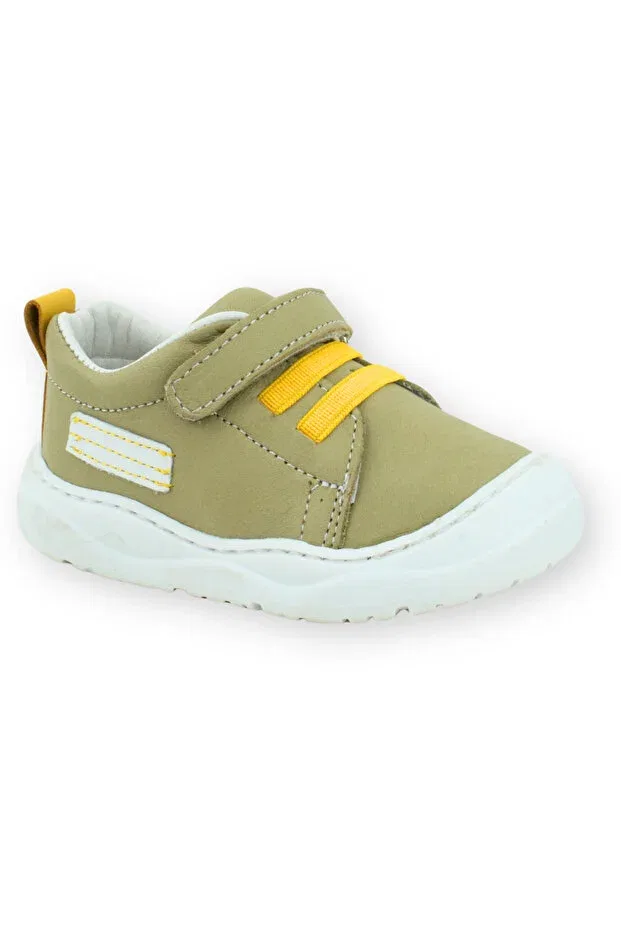 Детские туфли для девочек кожаные с липучкой Celtic leather orthopedic first step shoes Nubebe, Olive — фото 2