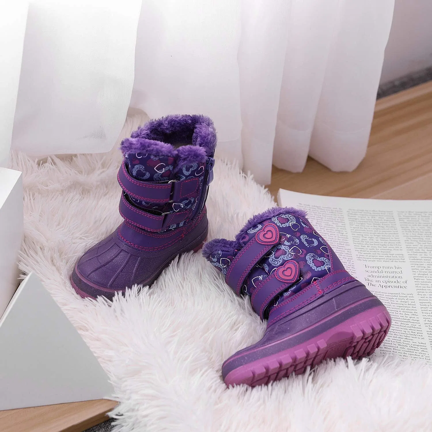 Детские зимние водонепроницаемые снежные ботинки DREAM PAIRS, Purple — фото 2