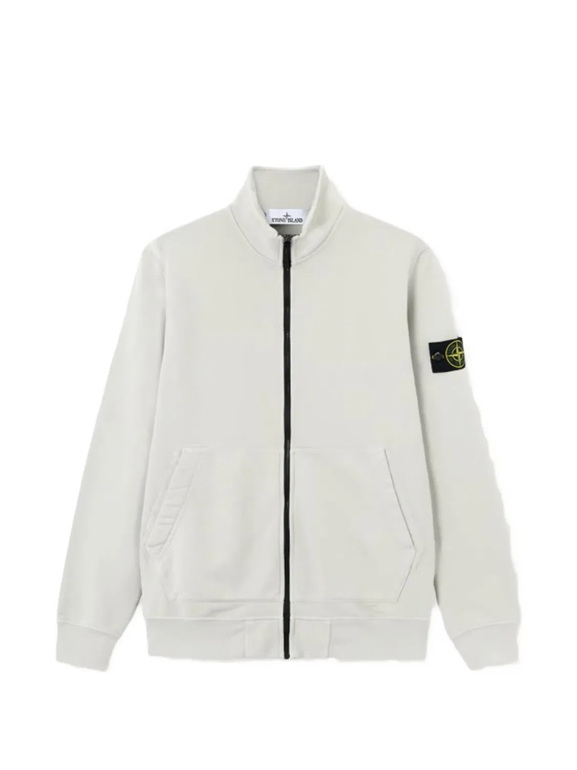Свитшот с молнией и стойкой Stone Island, жемчужный серый