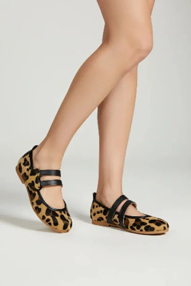 Детские балетки для девочек с принтом Patik Bebe, Leopard