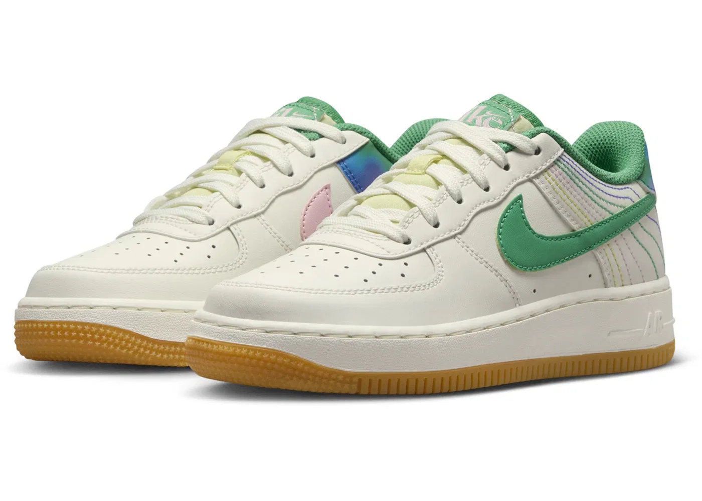 Детские кроссовки Lifestyle Nike Air Force 1 Low LV8 3, Sail Stadium Green Med Soft Pink — фото 2