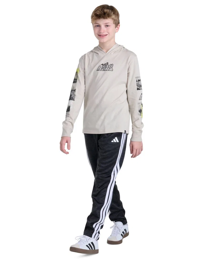 Футболка детская с капюшоном и длинным рукавом, с принтом adidas, Wonder Alumina — фото 2