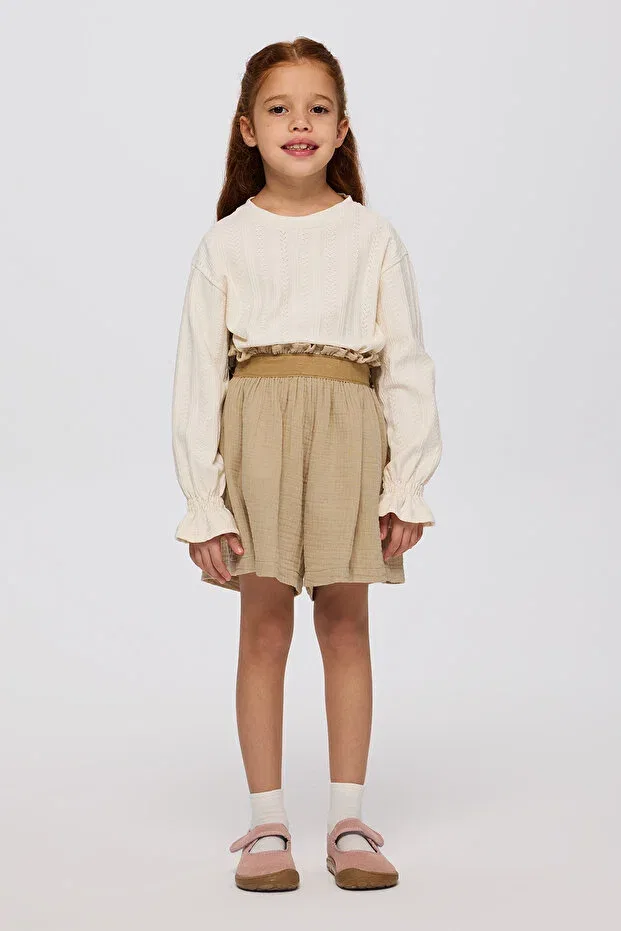 Детские шорты для девочек текстурированные Panço, Beige