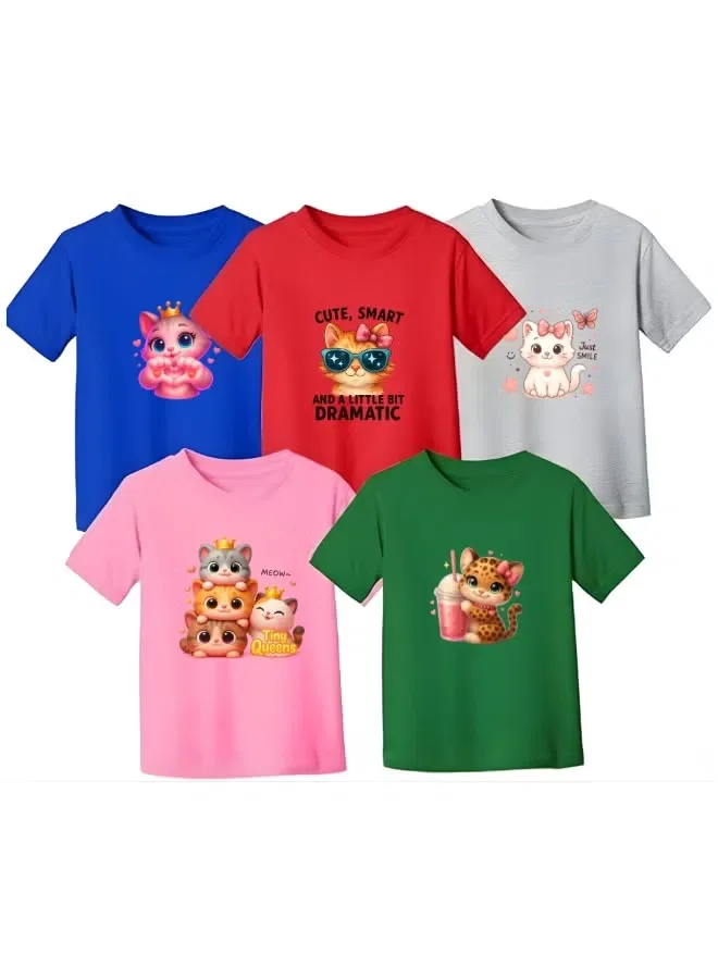 Комплект футболок с принтом для девочек Printshop4Me, комбо 4
