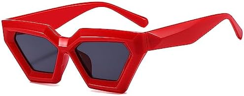 

Модные ретро-солнцезащитные очки в форме кошачьего глаза с многоугольными линзами, черные, для женщин, панк-очки, солнцезащитные очки UV400 для мужчин, очки-«кошачий глаз» MTZJH, Red