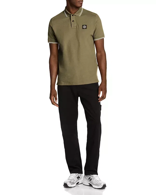 Мужское поло с коротким рукавом Slim Fit Stretch Pique Tipped Polo Shirt Stone Island, Military Green — фото 2