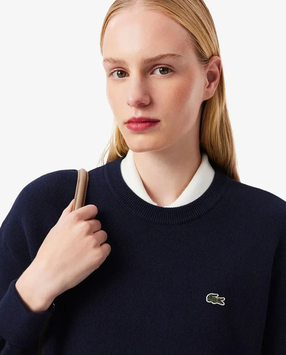 Джемпер Lacoste Azul Marino, из хлопка и шерсти, свободного кроя — фото 3