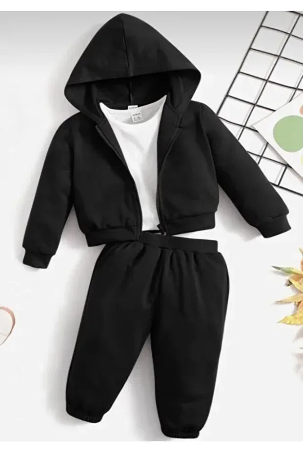 Детский спортивный костюм для девочек с капюшоном Niy, Black