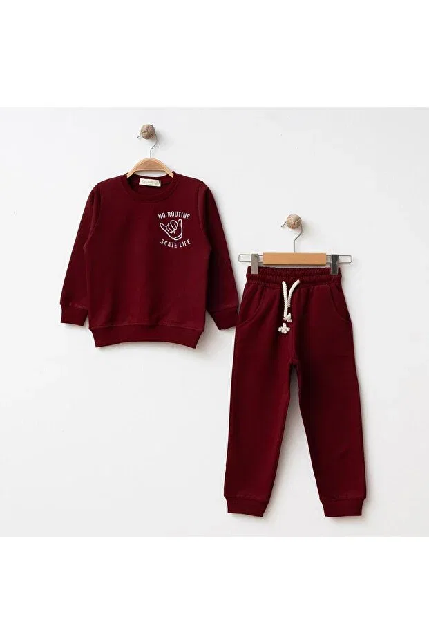 Детский для мальчиков комплект с принтом Bebolly, Burgundy